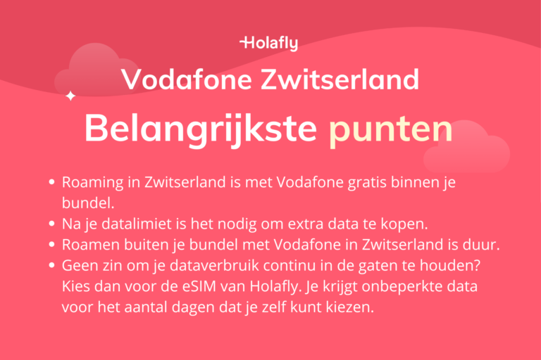 Afbeelding met daarop de belangrijkste punten over Vodafone in Zwitserland samengevat