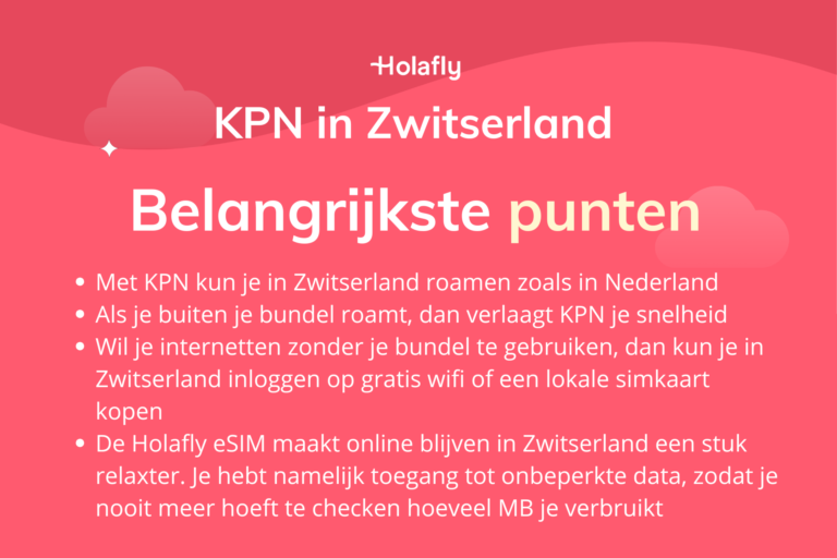 Afbeelding met daarop de belangrijkste punten over KPN in Zwitserland samengevat