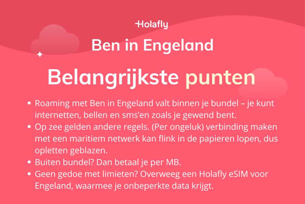 Afbeelding met daarop de belangrijkste punten over Ben in Engeland samengevat