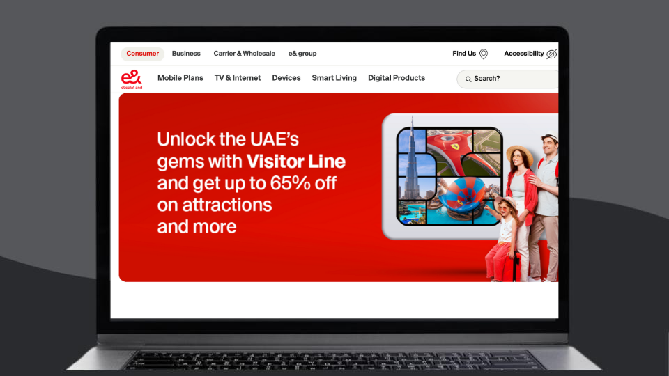 Laptop met daarop een screenshot van de online winkel van Etisalat