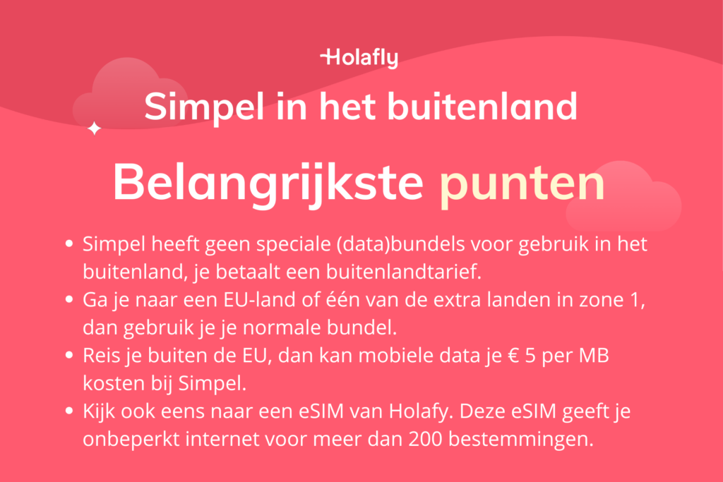 Afbeelding met daarop de belangrijkste punten over Simpel in het buitenland samengevat