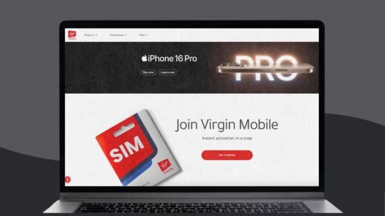 Laptopscherm met daarop de online winkel van Virgin Mobile