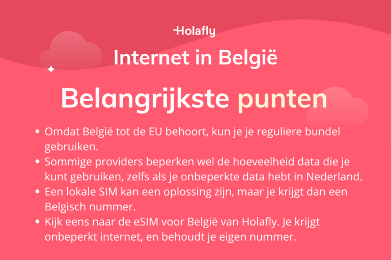 Afbeelding met daarop de belangrijkste punten over internet in België samengevat