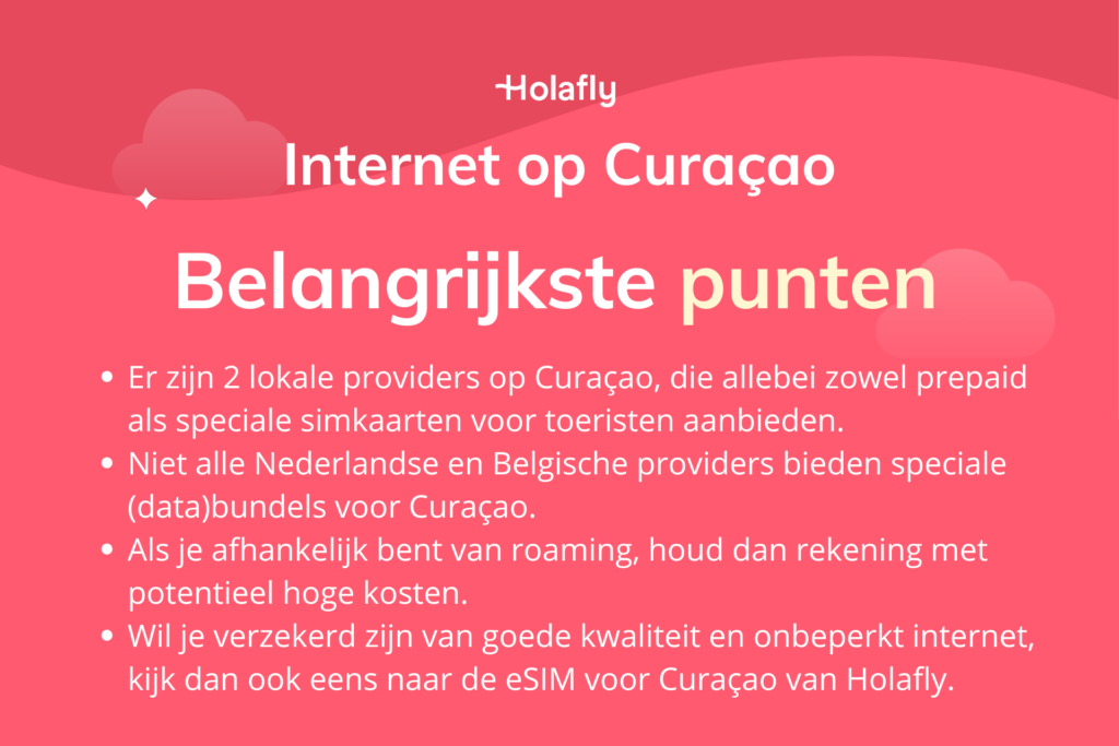 Afbeelding met daarop de belangrijkste punten over internet op Curaçao samengevat
