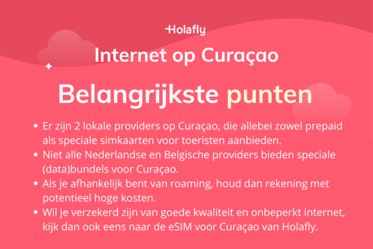 Afbeelding met daarop de belangrijkste punten over internet op Curaçao samengevat