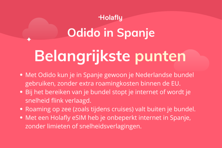 Afbeelding met daarop de belangrijkste punten over Odido in Spanje samengevat