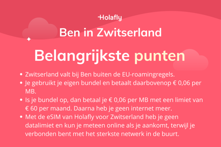 Afbeelding met daarop de belangrijkste punten over Ben in Zwitserland samengevat