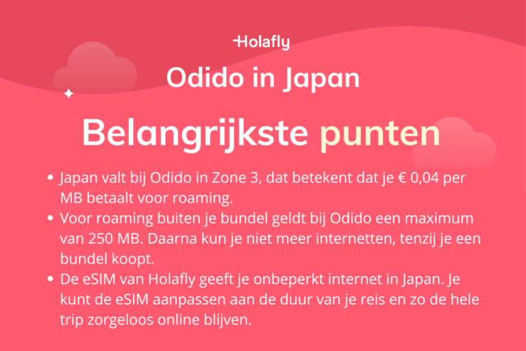 Afbeelding met daarop de belangrijkste punten over Odido in Japan samengevat