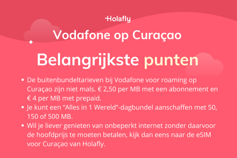 Afbeelding met daarop de belangrijkste punten over Vodafone op Curaçao samengevat