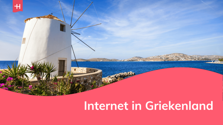 Foto van een windmolen op het eiland Paros in Griekenland als uitgelichte afbeelding voor een artikel over internet in Griekenland