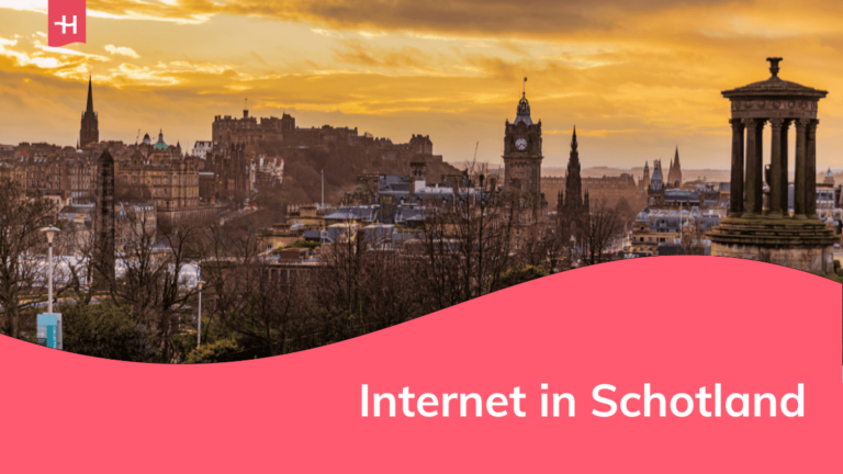 Foto van de skyline van Edinburgh als uitgelichte afbeelding voor een artikel over internet in Schotland