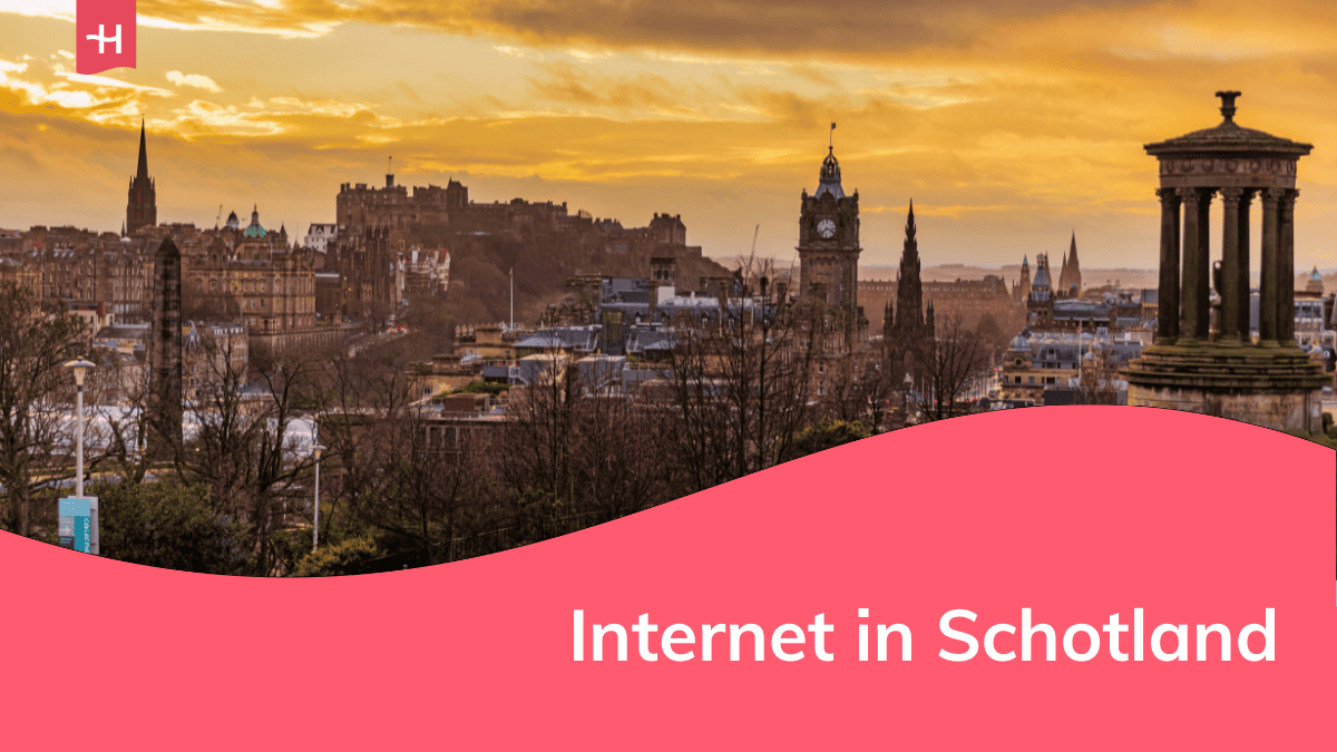 Foto van de skyline van Edinburgh als uitgelichte afbeelding voor een artikel over internet in Schotland