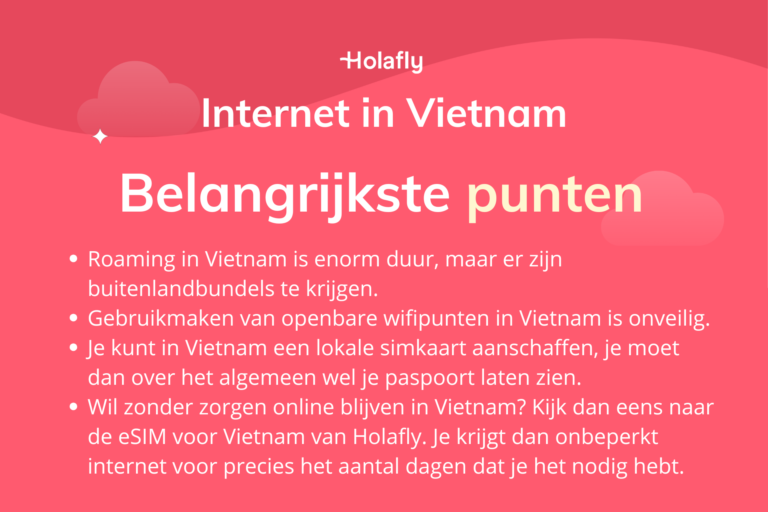 Afbeelding met daarop de belangrijkste punten over internet in Vietnam samengevat