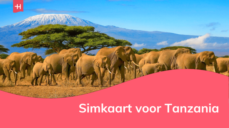 Foto van olifanten voor de Kilimanjaro in Tanzania als uitgelichte afbeelding voor een artikel over simkaart voor Tanzania