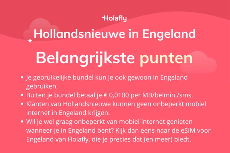 Afbeelding met daarop de belangrijkste punten over Hollandsnieuwe in Engeland samengevat