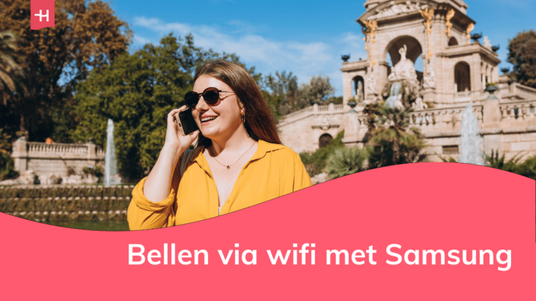 Foto van een vrouw in Barcelona die een telefoongesprek voert als uitgelichte afbeelding voor een artikel over bellen via wifi met Samsung