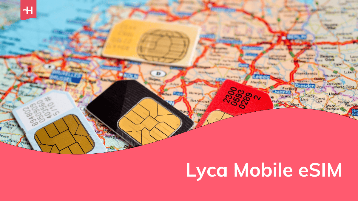 Foto van vier simkaarten op een landskaart van Duitsland als uitgelichte afbeelding voor een artikel over de Lyca Mobile eSIM