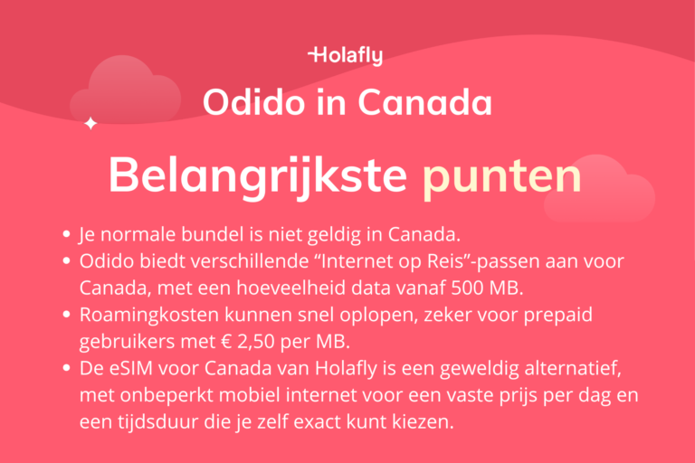 Afbeelding met daarop de belangrijkste punten over Odido in Canada samengevat