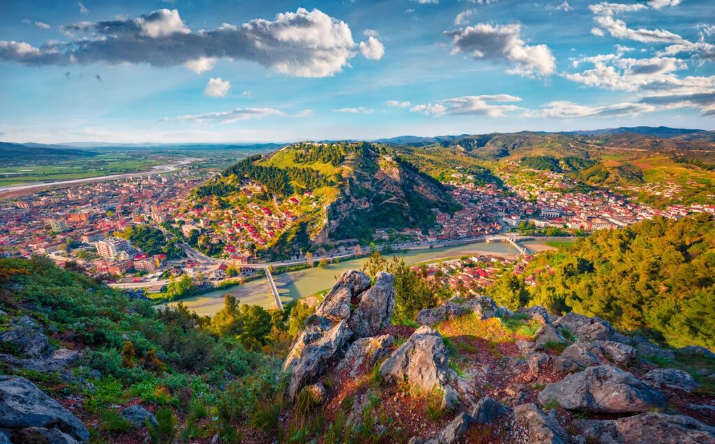 Luchtfoto van Berat, Albanië