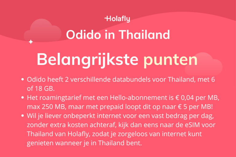 Afbeelding met daarop de belangrijkste punten over Odido in Thailand samengevat