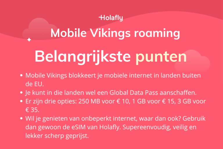 Afbeelding met daarop de belangrijkste punten over Mobile Vikings roaming samengevat