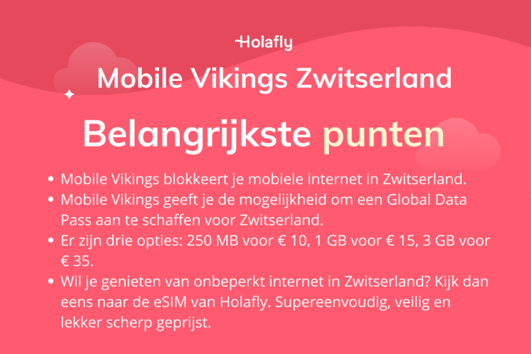 Afbeelding met daarop de belangrijkste punten over Mobile Vikings in Zwitserland samengevat