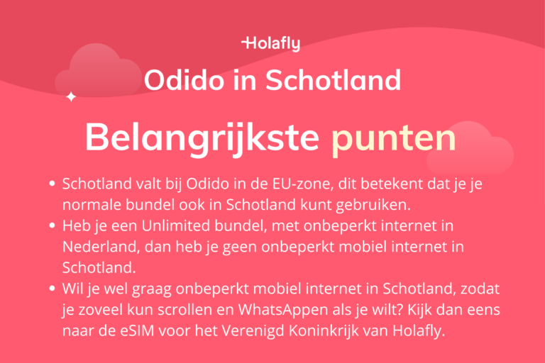 Afbeelding met daarop de belangrijkste punten over Odido in Schotland samengevat