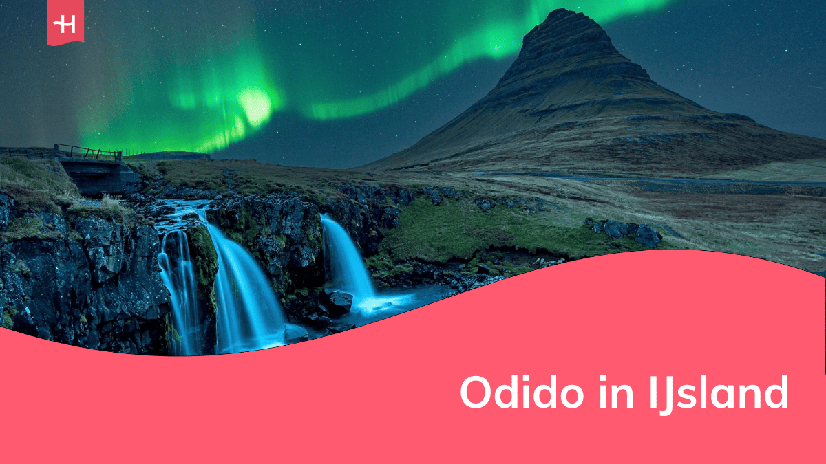 Foto van het noorderlicht over Kirkjufell als uitgelichte afbeelding voor een artikel over Odido in IJsland