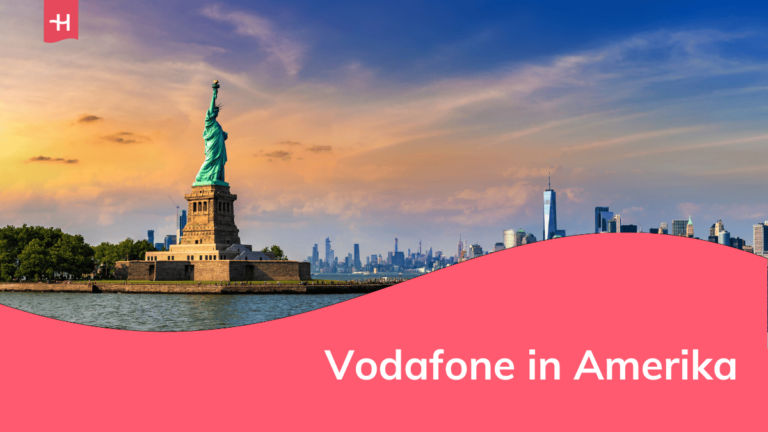 Foto van het Vrijheidsbeeld en de skyline van New York als uitgelichte afbeelding voor een artikel over Vodafone in Amerika