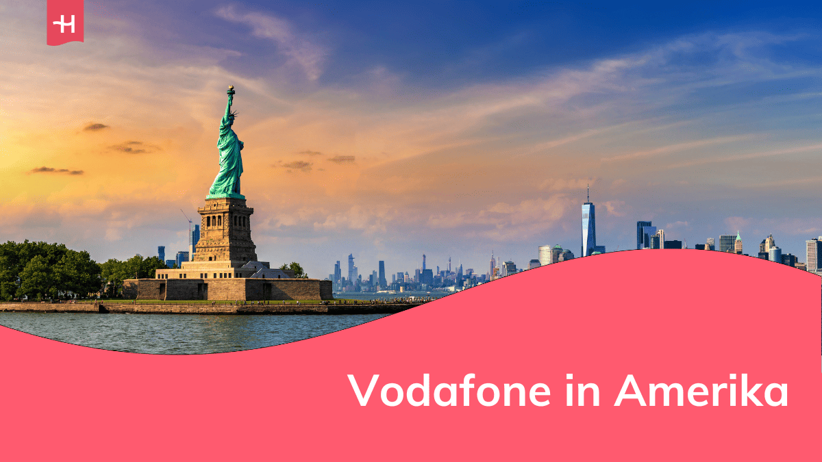 Foto van het Vrijheidsbeeld en de skyline van New York als uitgelichte afbeelding voor een artikel over Vodafone in Amerika
