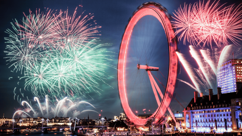 Sfeerbeeld van de London Eye Fireworks