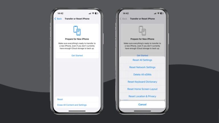 Foto van twee iPhones met daarop instructies voor het resetten van de netwerkinstellingen