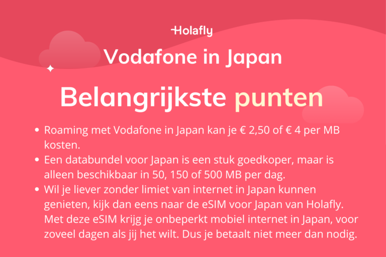 Afbeelding met daarop de belangrijkste punten over Vodafone in Japan samengevat