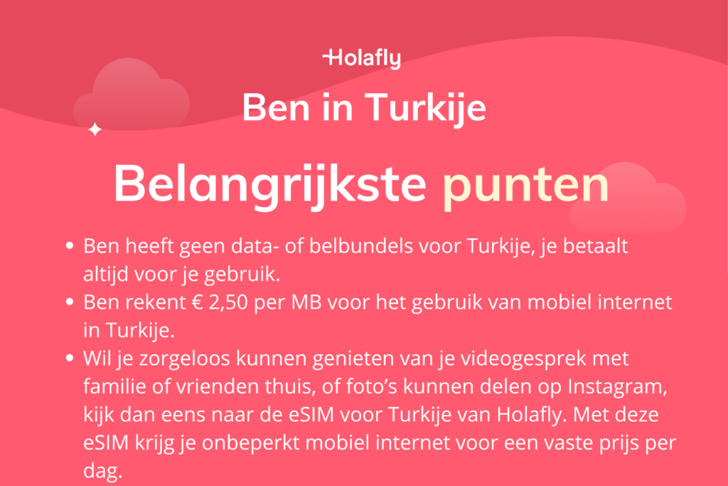 Afbeelding met daarop de belangrijkste punten over Ben in Turkije samengevat