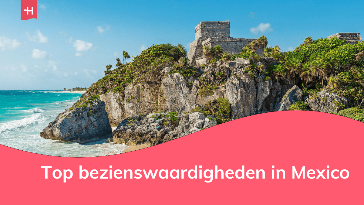 Foto van het strand van Tulum en het "Kasteel' als uitgelichte afbeelding voor een artikel over de top bezienswaardigheden in Mexico