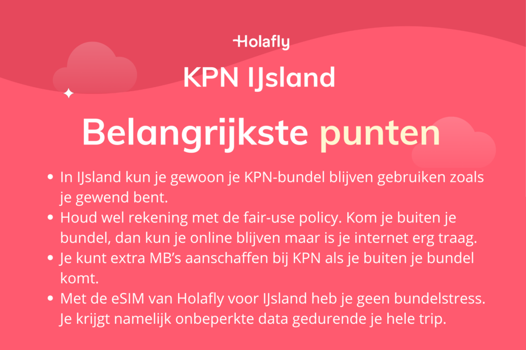 Afbeelding met daarop de belangrijkste punten over KPN in IJsland samengevat