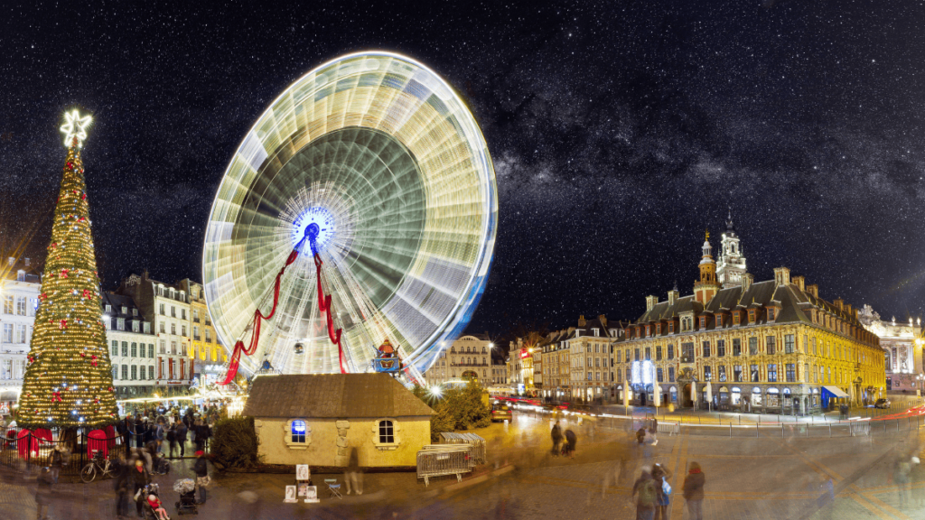 Foto van het reuzenrad op de Grand-Place in Lille