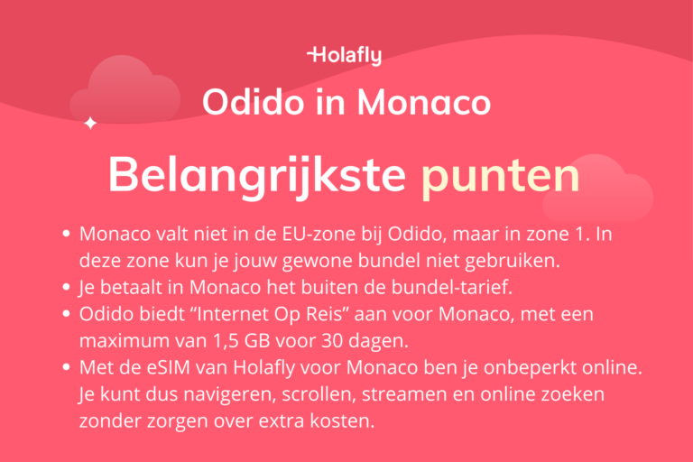 Afbeelding met daarop de belangrijkste punten over Odido in Monaco samengevat