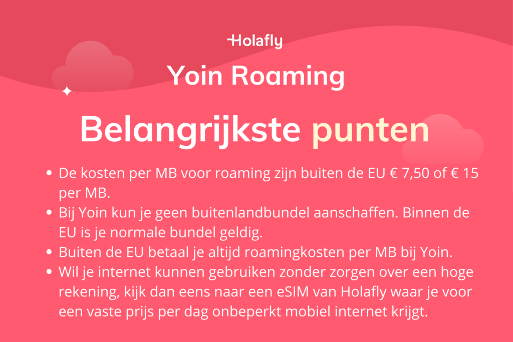 Afbeelding met daarop de belangrijkste punten over Yoin roaming samengevat