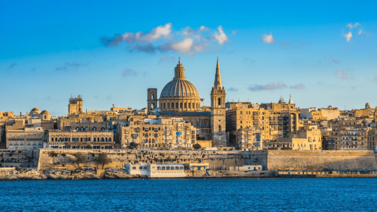 Foto van de skyline van Valletta, Malta, één van de mooiste vakantiebestemmingen in januari