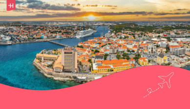 Luchtfoto van Willemstad, Curaçao als uitgelichte afbeelding voor een artikel over onbeperkt internet Curaçao