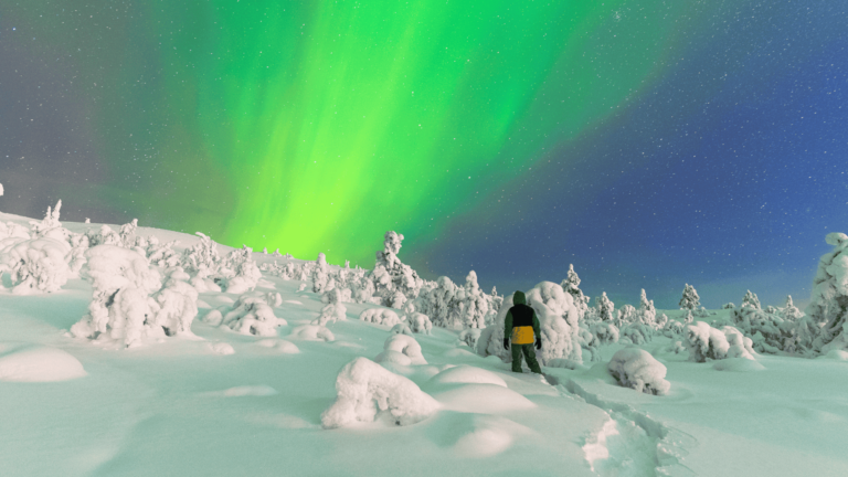 Foto van het noorderlicht in Fins Lapland