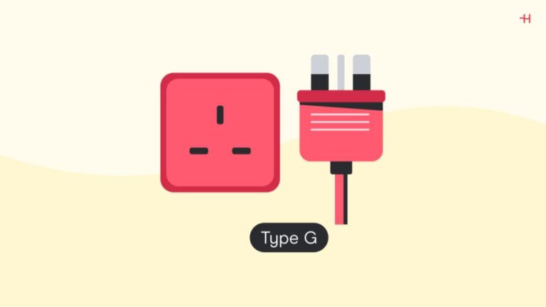 Afbeelding met stopcontact type G op afgebeeld, zoals men gebruikt in Engeland