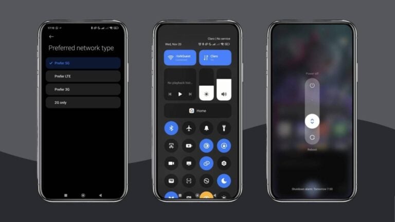 Foto van 3 smartphones met daarop een stappenplan voor het verhelpen van problemen met de Ubigi eSIM
