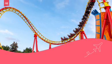 Foto van een achtbaan als uitgelichte afbeelding voor een artikel over de 10 beste pretparken in Europa