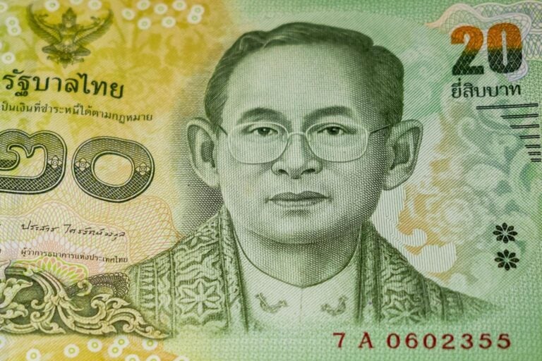 Een briefje van 20 Thai Baht.