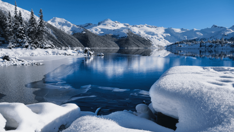 De met sneeuw bedekte bergen van Whistler