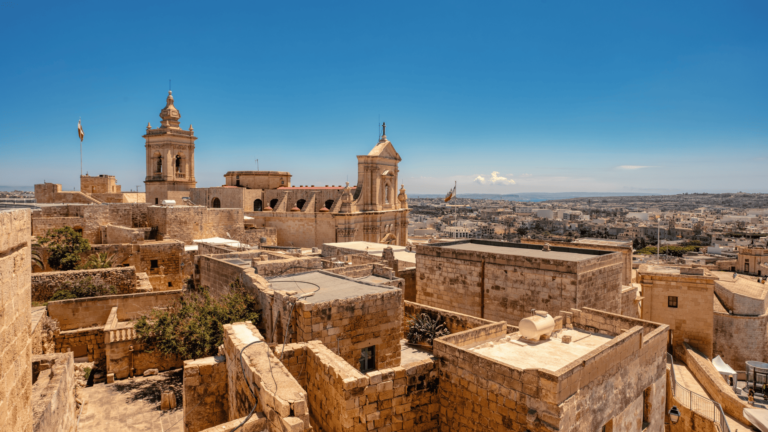 Zicht op de citadel in Victoria, Gozo