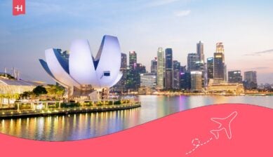 Skyline van Singapore aan Marina Bay voor een blog over wat te doen in Singapore