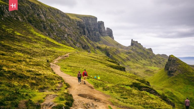 Het landschap van Quiraing op het eiland Skye, in Schotland